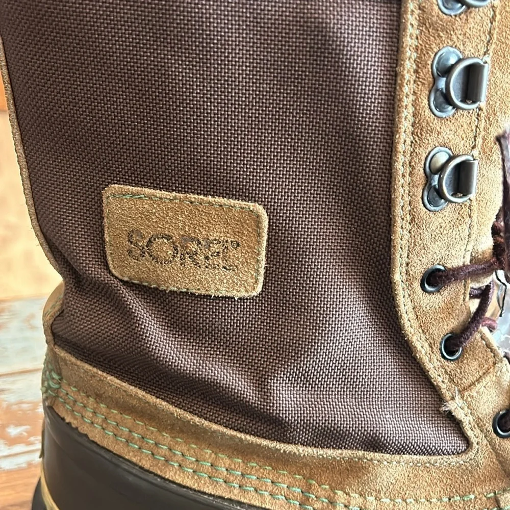 Sorel Men's Felt Lined Brown Tan Leather Duck Boots G089 Size 8
